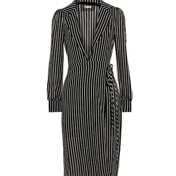 Reformation Salem Striped Crepe Wrap Dress - Picture 5 of 13
